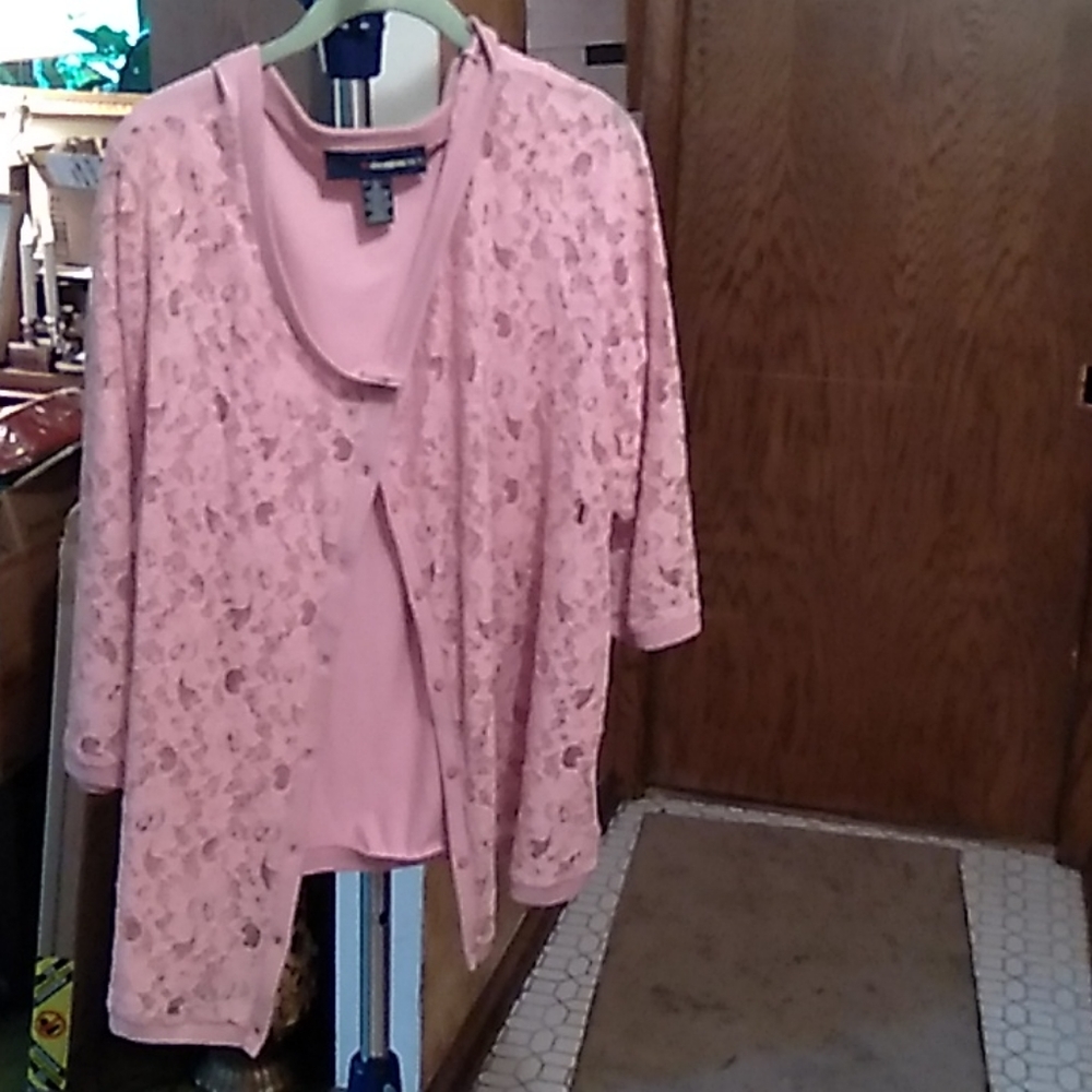 Denim 24/7 Pink Lace cardigan 3X